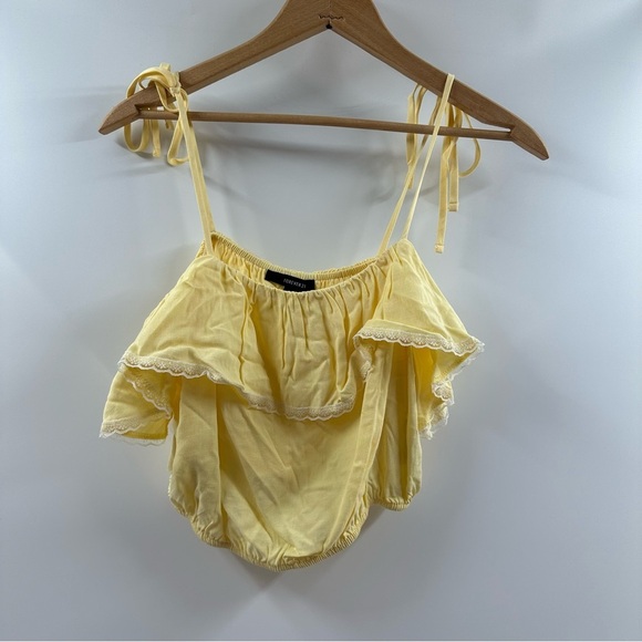 Forever 21 Tops - Forever 21 Yellow Bubble Tank Top – Adjustable Tie Straps, Size Small